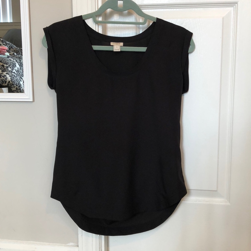 J crew black scoop neck t shirt blouse size 00